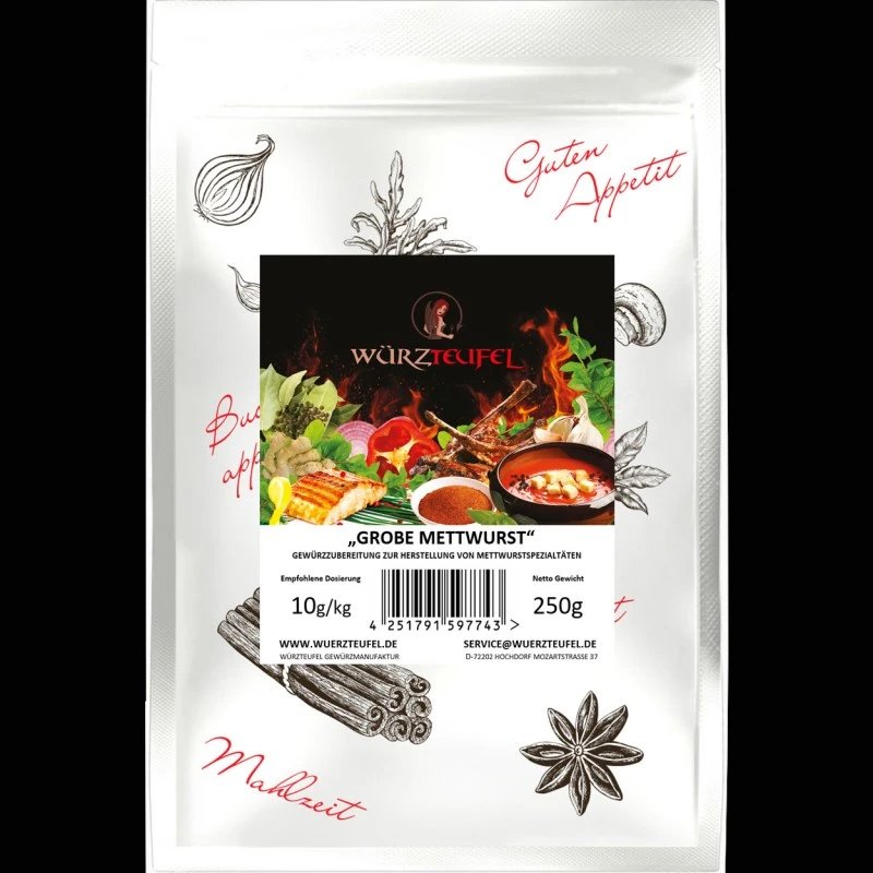 Mettwurst-Gewürz (Grobe Mettwurst, Teewurst, Braunschweiger) zur Wurstherstellung
