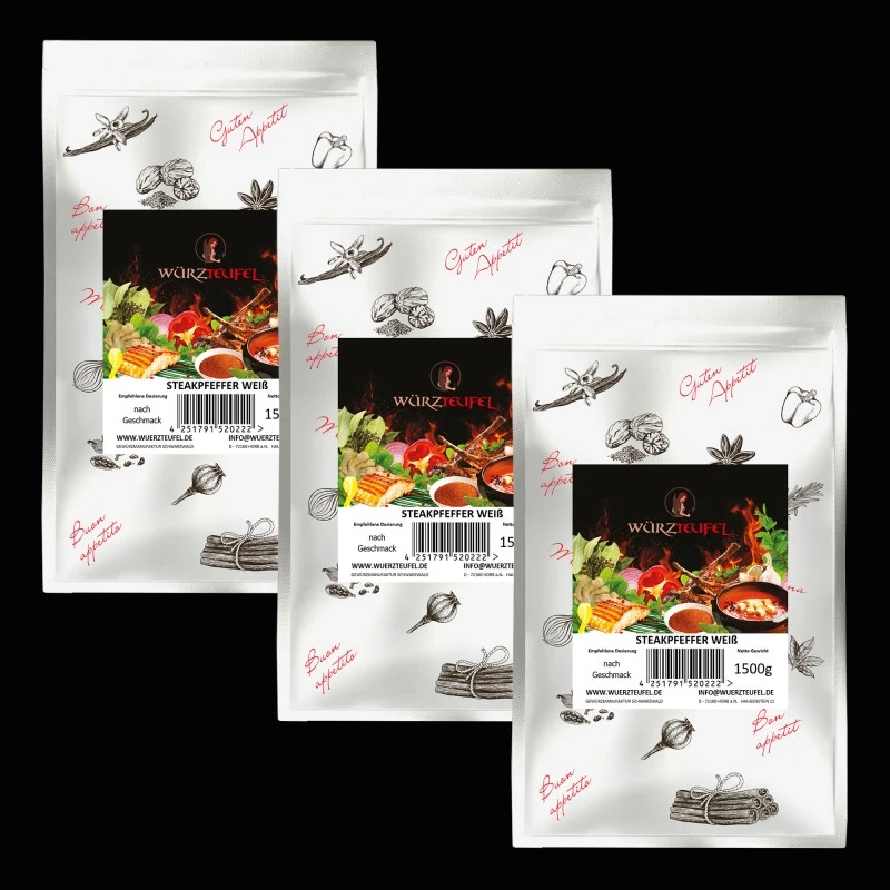 Pfeffer weiß, fein geschrotet (Steakpfeffer)