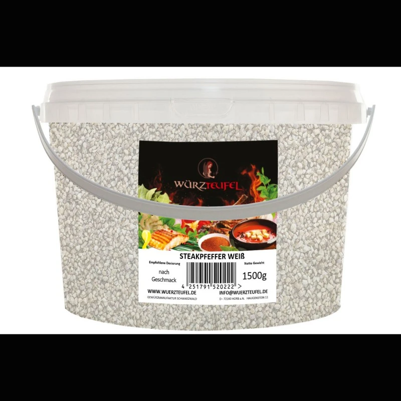 Pfeffer weiß, fein geschrotet (Steakpfeffer)